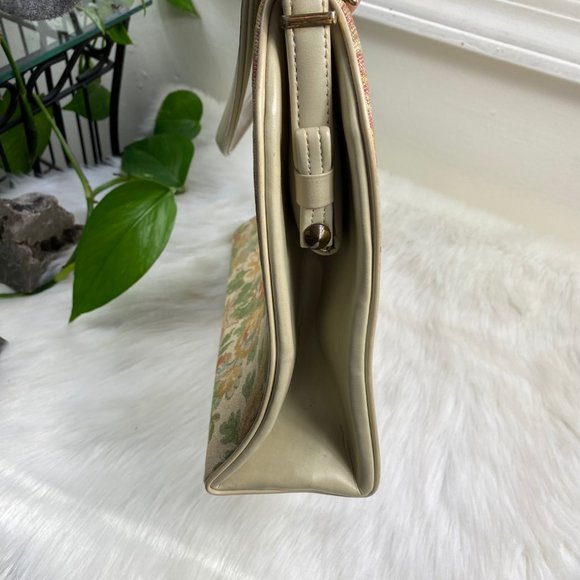 Vintage 50s L & M Cream Floral Tapestry Handbag - Picture 7 of 11